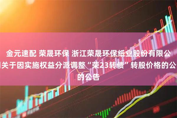 金元速配 荣晟环保 浙江荣晟环保纸业股份有限公司关于因实施权益分派调整“荣23转债”转股价格的公告