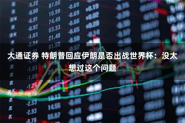 大通证券 特朗普回应伊朗是否出战世界杯：没太想过这个问题